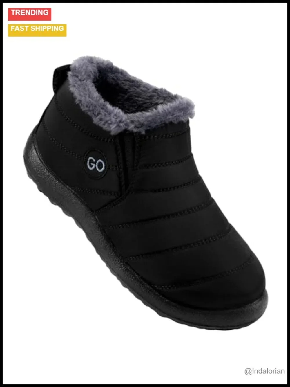 Womens Waterproof Fur Lined Ankle Snow Boots Non-Slip Winter Shoes